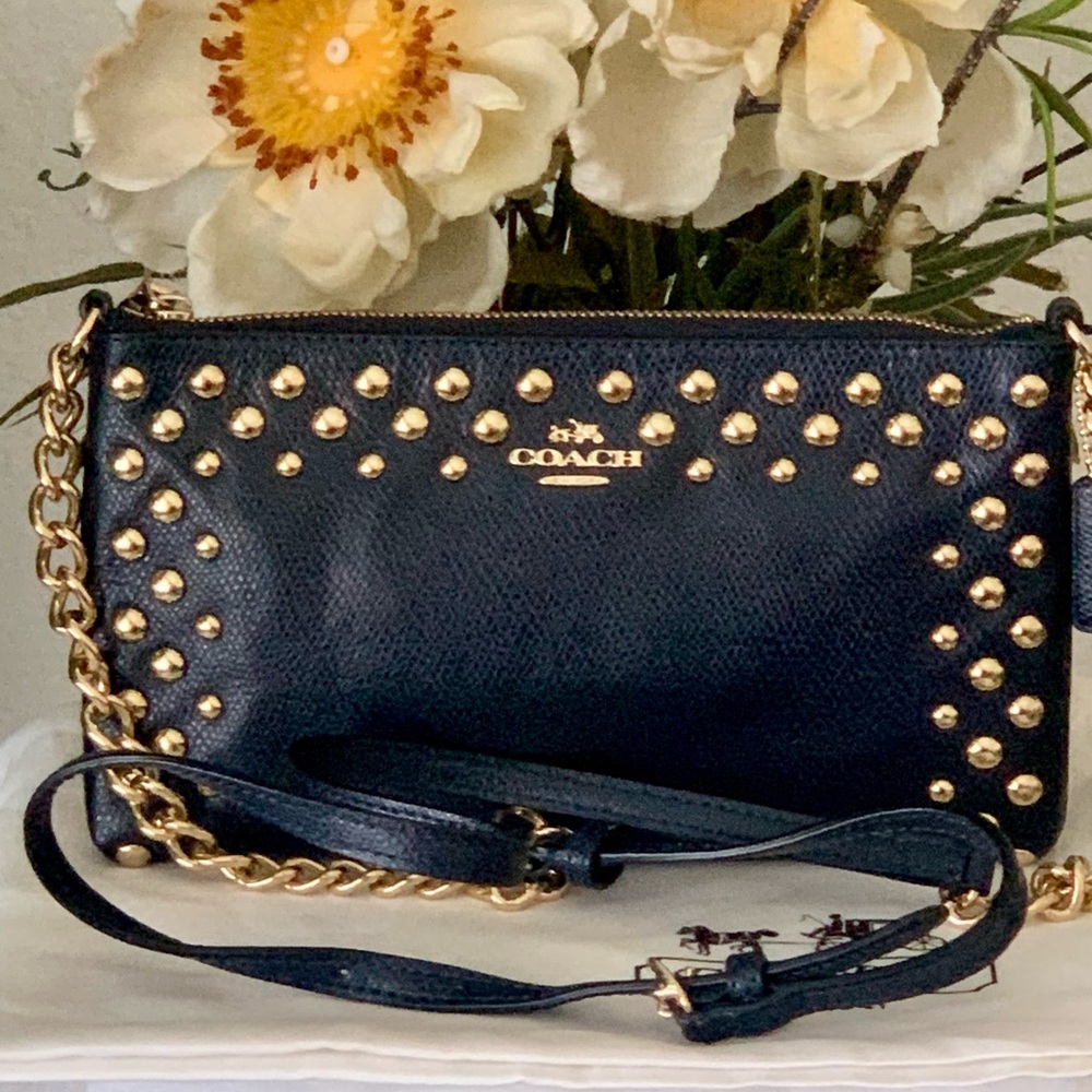 COACH Studded Crossgrain Leather Quinn Crossbody F53140 Midnight Blue